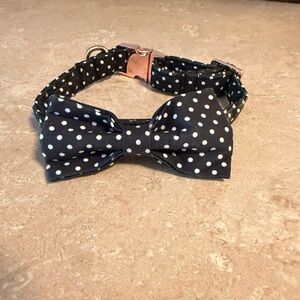Black Polka Dot Bow Tie Dog Collar